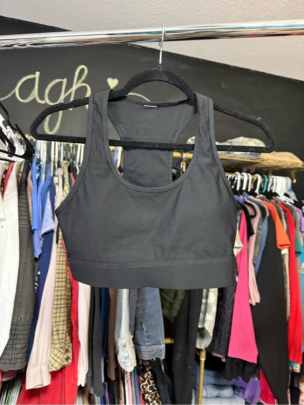 Fabletics Black Racerback Crop Sports Bra - Picture 3 of 4